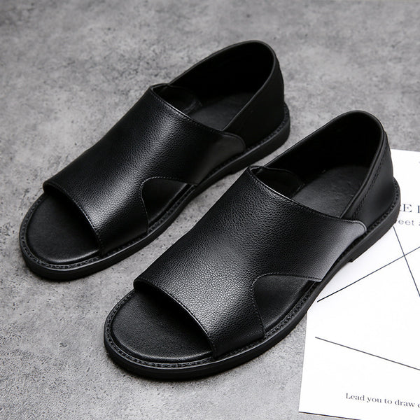 BLACK LEATHER SANDALS 2026-TZN