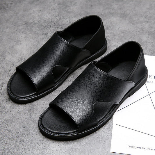 BLACK LEATHER SANDALS 2026-TZN